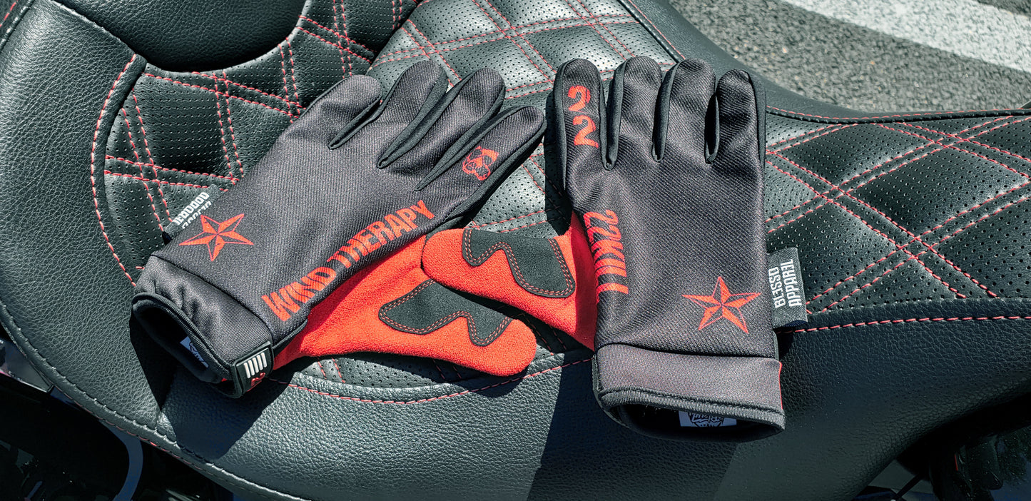 22KILL Black Blessd Riding Gloves. Wind Therapy