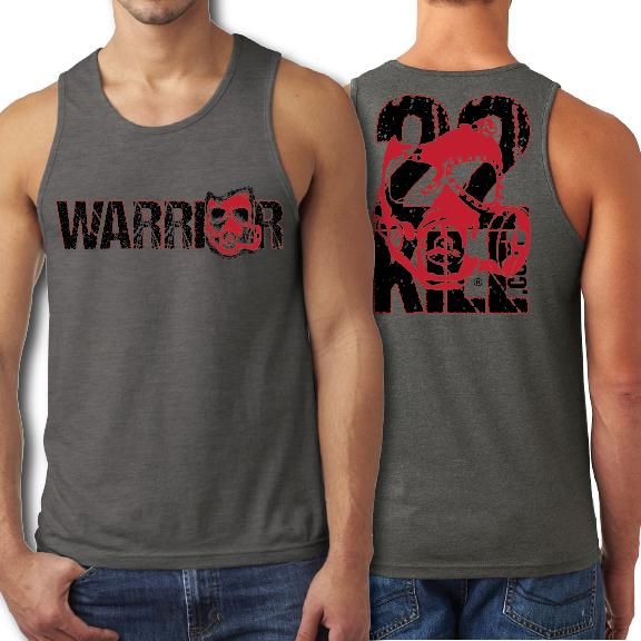 One Tribe Foundation 22KILL tank with Warrior on the front and the gasmask & 22KILL on the back.
