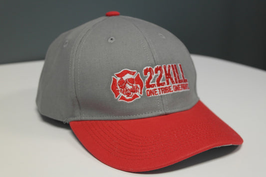 One Tribe Foundation 22KILL hat in gray and red fire department logo.