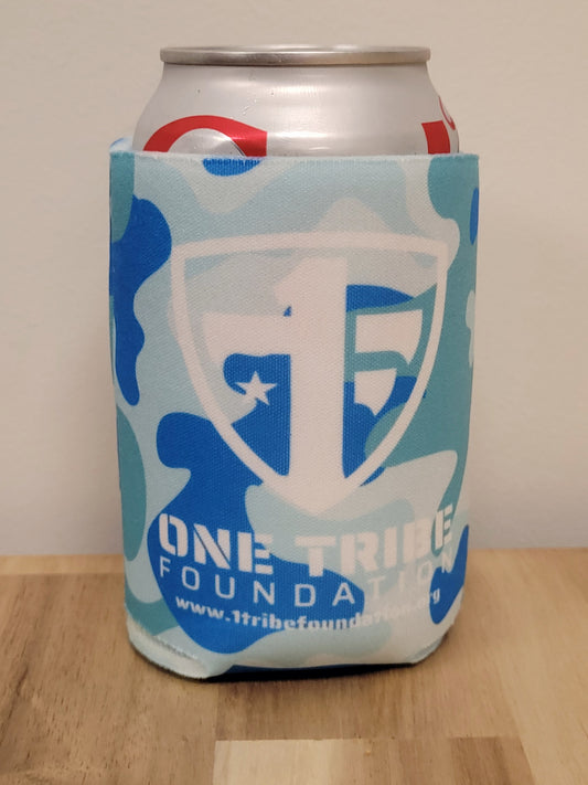 One Tribe Foundation light blue koozie