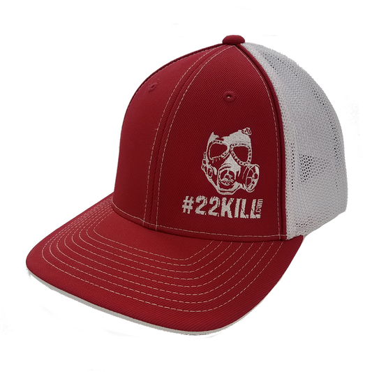 22KILL Flexfit hat in red and white. One Tribe Foundation